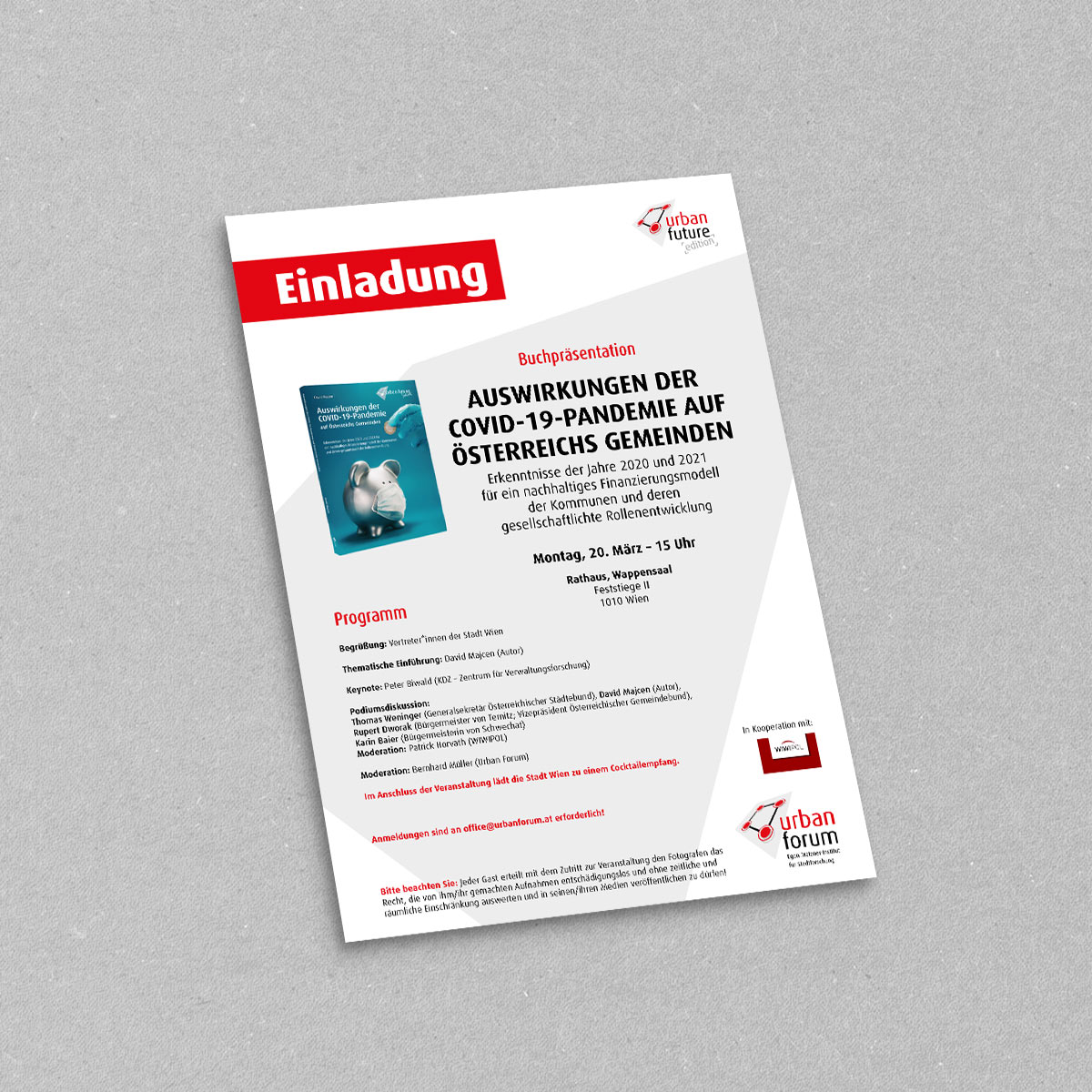 Urban Forum, Einladung Buchpräsentation: Auswirkungen der COVID-19-Pandemie auf Österreichs Gemeinden