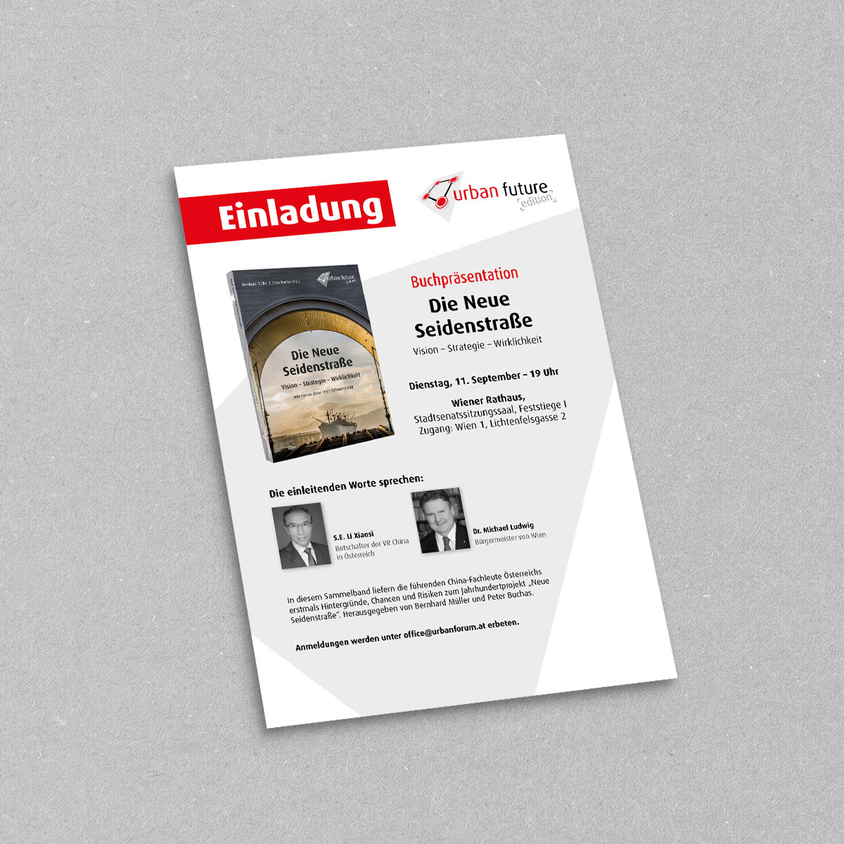 Urban Forum, Einladung Buchpräsentation: Die Neue Seidenstrasse