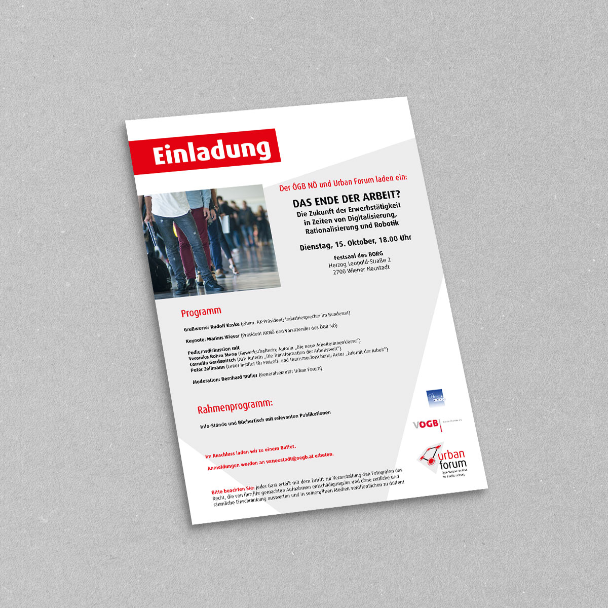 Urban Forum, Einladung Veranstaltung: Das Ende der Arbeit?